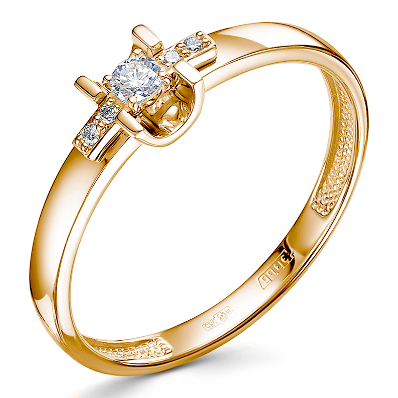 Кольцо, золото, бриллиант, красный, 01-4813